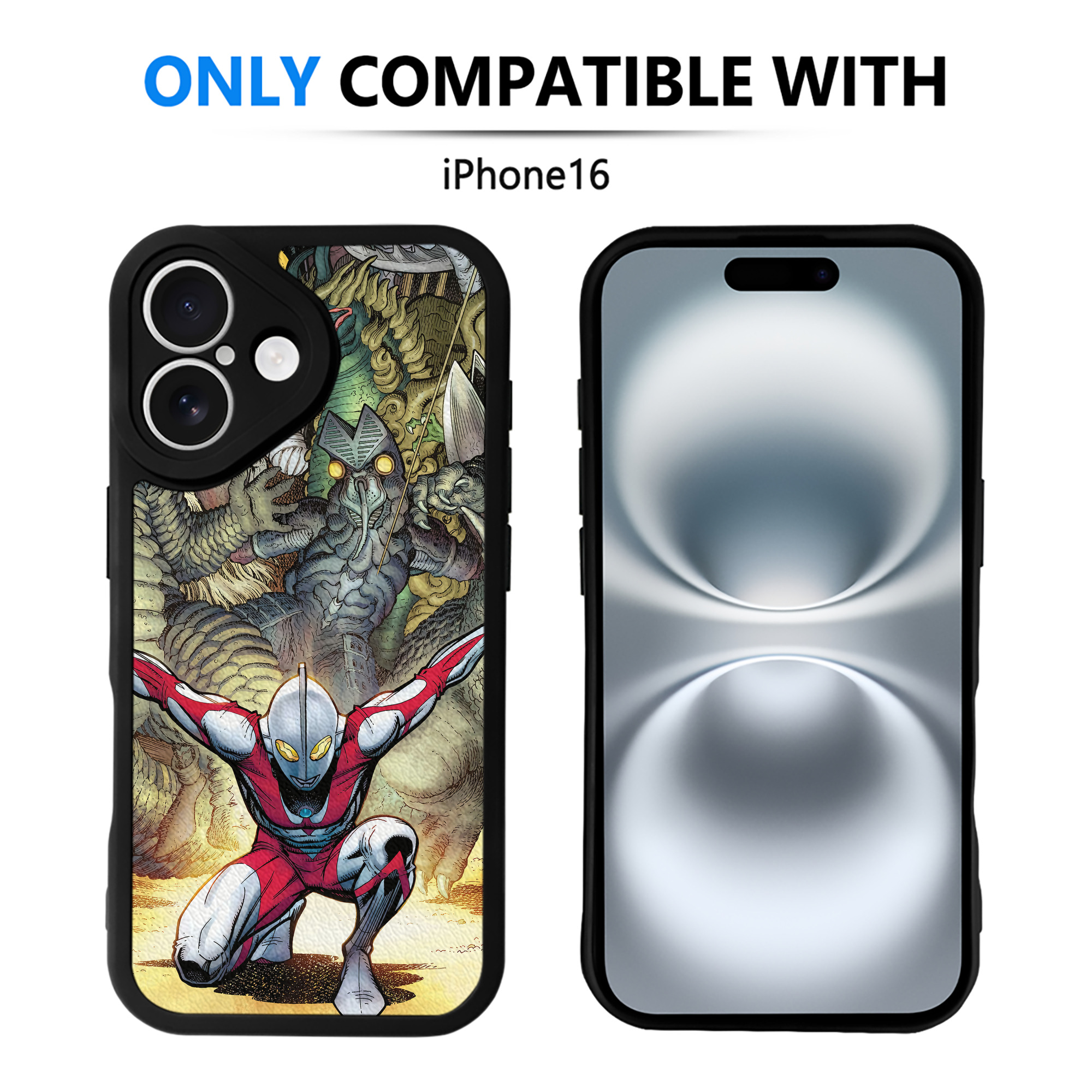 （画像用） ウルトラマン Ultraman 【iPhone 16シリーズ対応】シリコンスマホケース（レザー調） 材質：シリコン